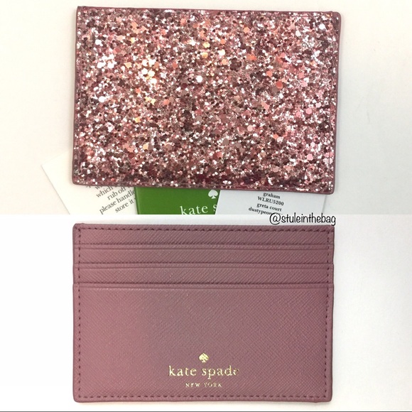 kate spade Handbags - NWT Kate Spade Card Wallet Glitter Pink Peony